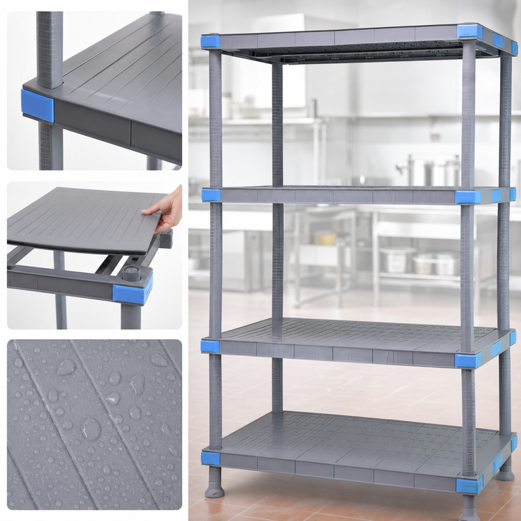 Product image #3 for Millenia 4-Shelf Solid Polymer Starter Shelving Unit, 42"W x 24"D x 50"H