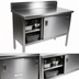 Thumbnail image #3 for John Boos Enclosed Work Table with Sliding Doors, 60 x 24 Inch, 14-Gauge 300-Series Stainless Steel Top, 5 Inch Backsplash