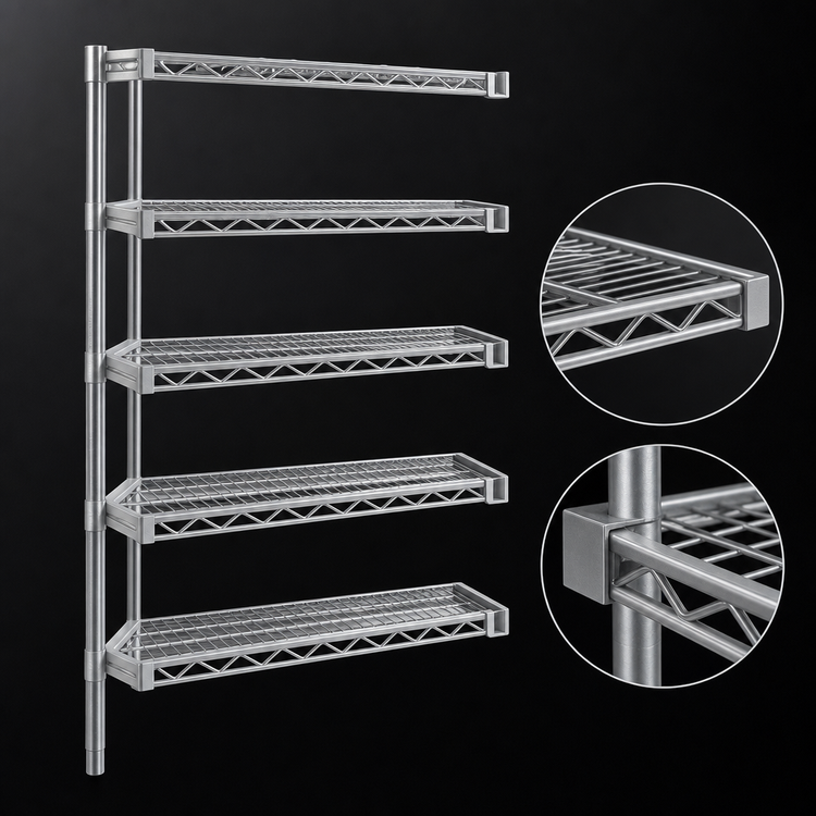 Product image #3 for EAGLEbrite 5-Tier Add-On Wire Shelving Unit, 42W x 18D x 86H, Zinc Finish
