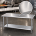 Thumbnail image #3 for Duke 120-Inch x 30-Inch Stainless Steel Work Table with Galvanized Undershelf, Flat Top, 36-Inch High