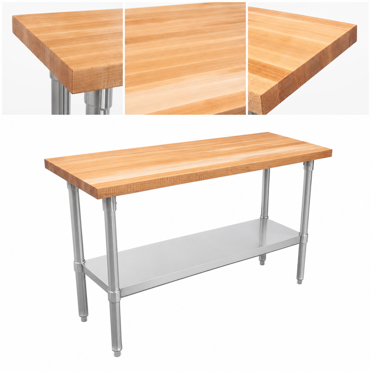 Product image #3 for John Boos 48-Inch x 18-Inch Northern Hard Rock Maple Wood Top Work Table with Adjustable Undershelf