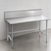 Thumbnail image #3 for Advance Tabco 108-Inch x 36-Inch 14 Gauge 304 Stainless Steel Work Table with No-Drip Edge and 10-Inch Backsplash, Galvanized Open Base