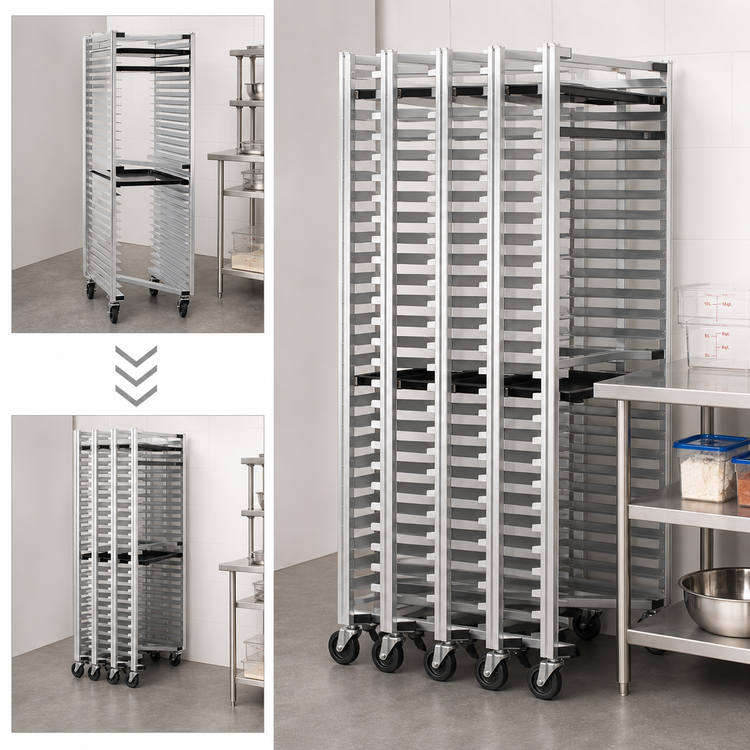 Product image #3 for New Age 30-Pan Mobile Full-Height Z-Type Nesting Sheet Pan Rack for 18 x 26 Inch Pans