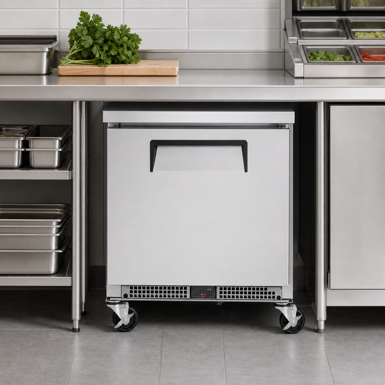 Product image #3 for Turbo Air M3 Series Shallow-Depth Undercounter Refrigerator, 1-Section, Solid Door, 27-Inch Wide