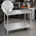 Thumbnail image #3 for Advance Tabco 48-Inch x 24-Inch Flat Top Stainless Steel Work Table with Galvanized Undershelf and Legs