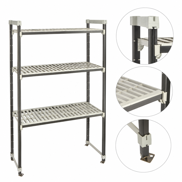 Product image #3 for Cambro Camshelving Elements XTRA High Density Top Rail 4-Shelf Vented Stationary Starter Unit, 21 x 48 x 81 Inches