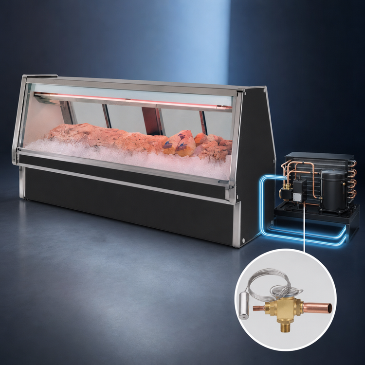 Product image #3 for Howard-McCray 34N Series 120-Inch Fish/Poultry Remote Refrigerated Service Case with Straight Glass Front and LED Lighting