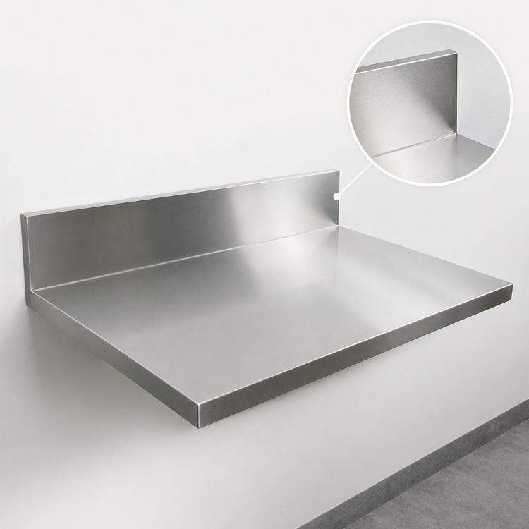 Product image #3 for John Boos Stainless Steel Countertop with 6-Inch Boxed Backsplash, 12 x 25 x 1-1/2 Inch