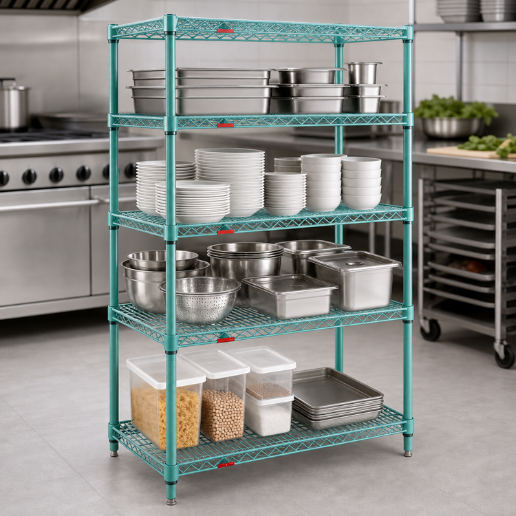 Product image #3 for 4-Tier Stationary Wire Shelving Starter Unit, 48 x 18 x 74 Inches