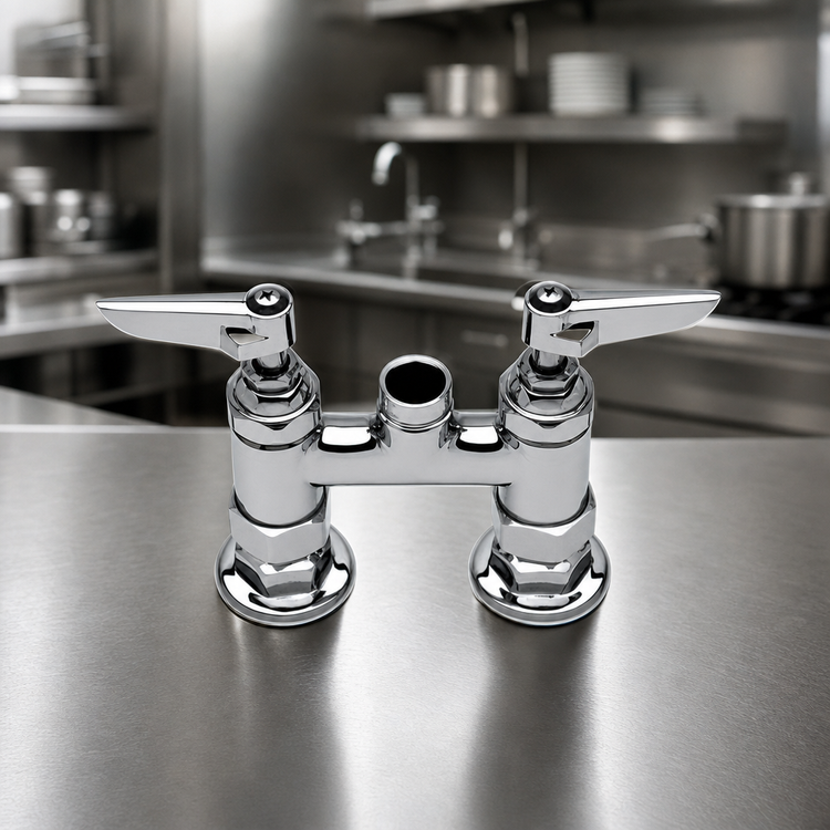 Product image #3 for T&S Brass 4-Inch Center Deck-Mount Double Pantry Mixing Faucet Without Spout