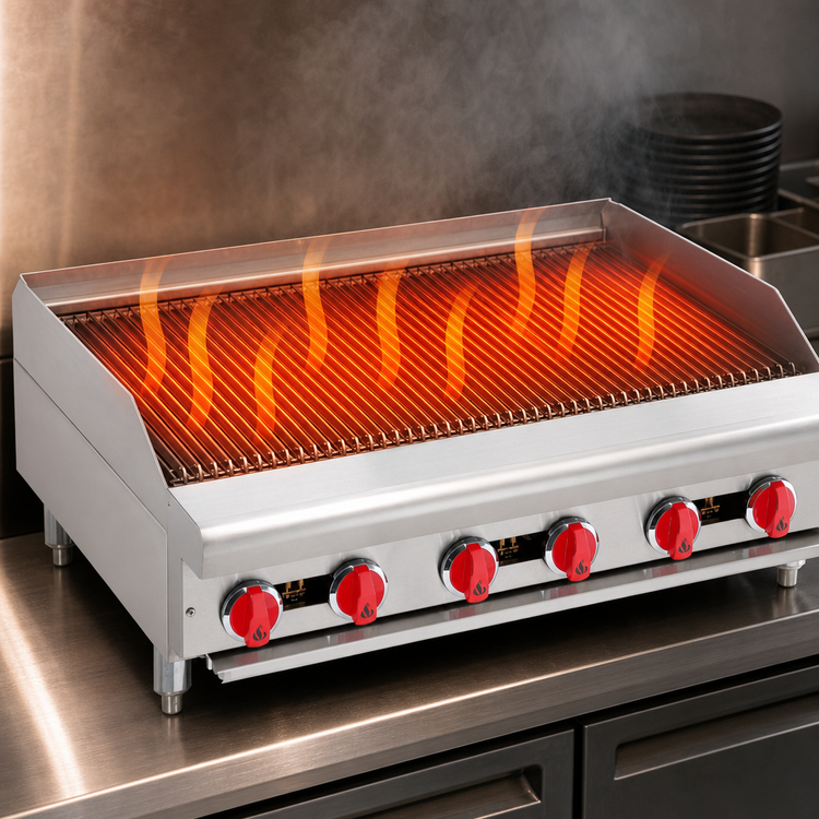 Product image #3 for American Range 48-Inch Radiant Gas Countertop Charbroiler with 8 Burners and Cast Iron Grates