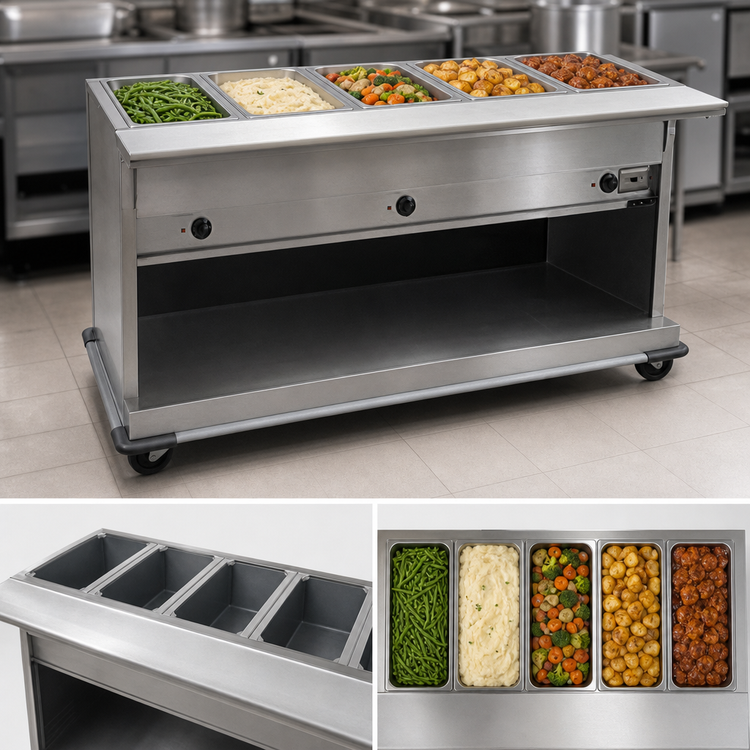 Product image #3 for Spec-Master PHT5CB-208-3 5-Well Portable Electric Hot Food Table, 81-3/4"W