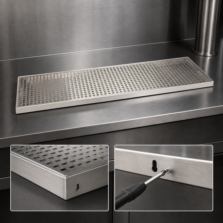 Product image #3 for Micro Matic 36-Inch x 8-Inch Surface Mount Stainless Steel Drip Tray Trough