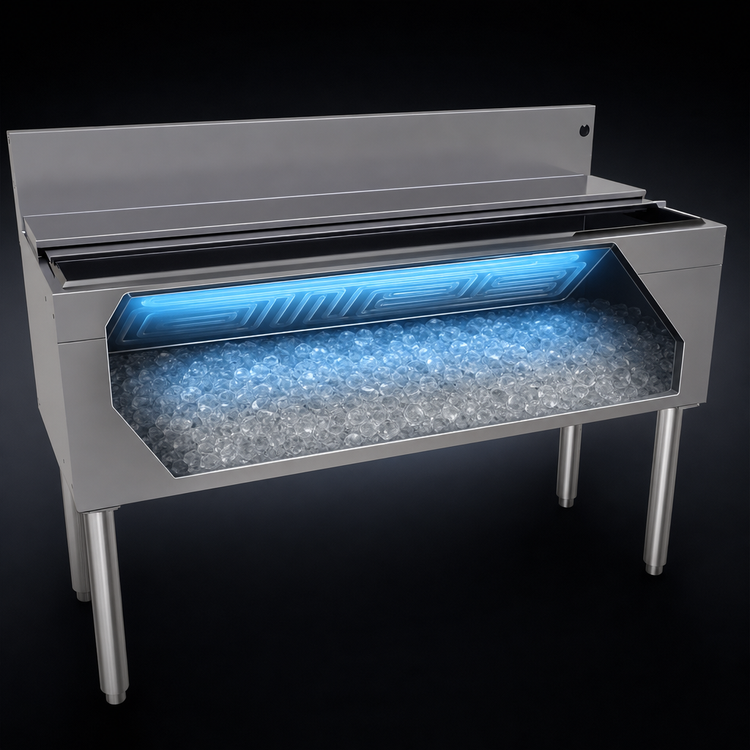 Product image #3 for Glastender 48 Inch Underbar Ice Bin with 10-Circuit Cold Plate and 134 lb Capacity