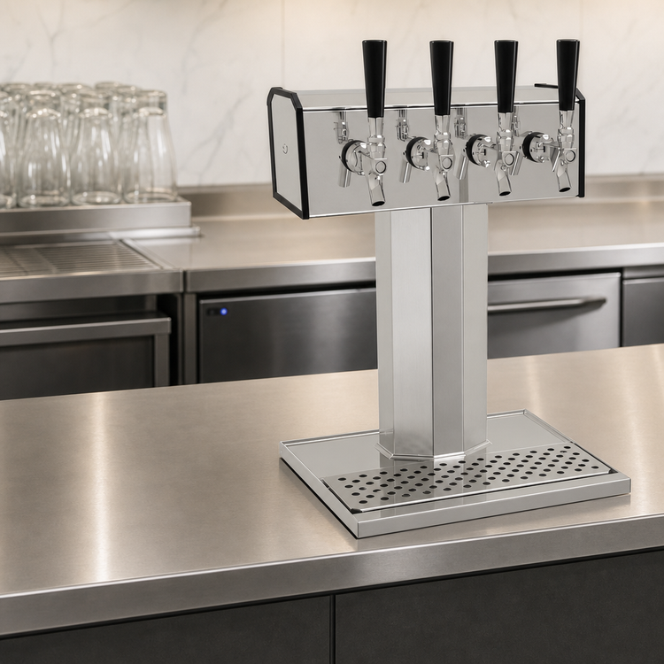 Product image #3 for Glastender BT-4-MFR 4-Faucet Glycol-Cooled Tee Draft Dispensing Tower