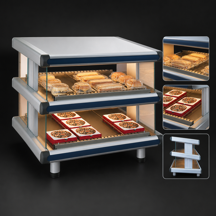 Product image #3 for Hatco Glo-Ray Designer Slant Dual Shelf Countertop Hot Food Merchandising Display Warmer, 66.25 Inches Wide