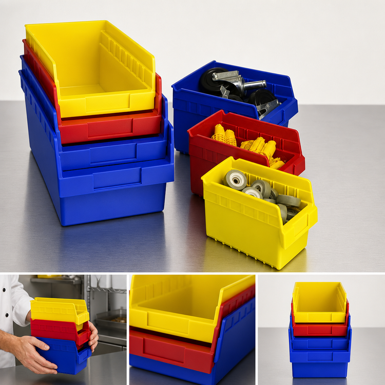 Product image #3 for Quantum Economy Nesting Shelf Bin, 6-5/8 x 11-5/8 x 8 Inch Polypropylene Storage Bin