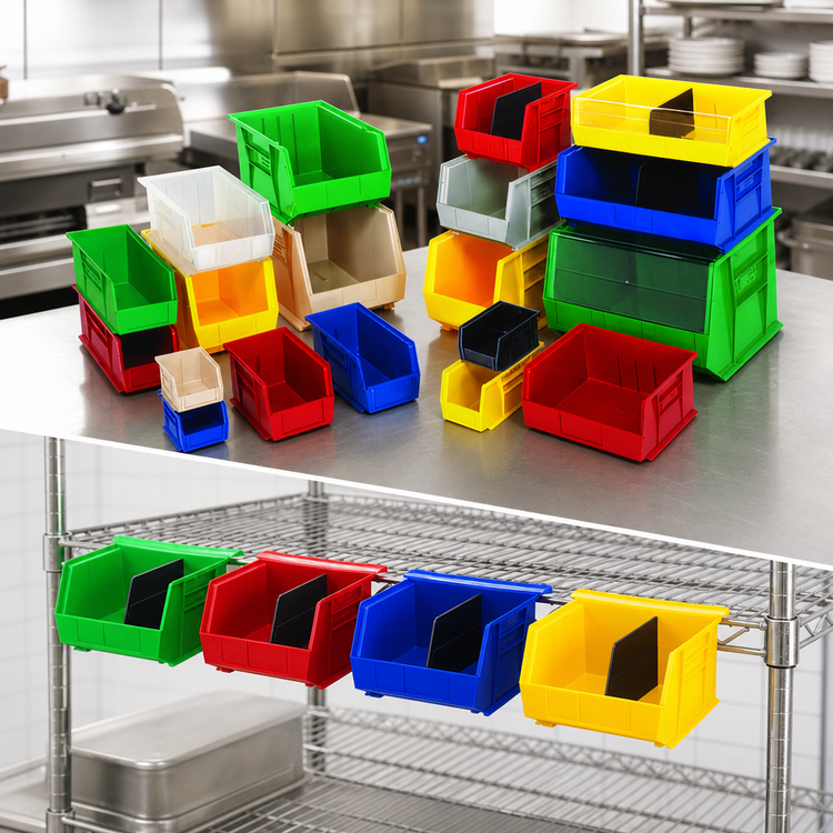 Product image #3 for Quantum Stackable or Hanging Shelf Bin, 8-1/4 x 13-5/8 x 6 Inch, Polypropylene