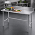 Thumbnail image #3 for Advance Tabco 120-Inch x 30-Inch 16-Gauge 430 Stainless Steel Work Table with 5-Inch Backsplash and Galvanized Open Base