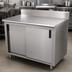 Thumbnail image #3 for Advance Tabco Special Value Economy Enclosed Work Table with Cabinet Base and Sliding Doors, 60W x 30D, 16-Gauge 304 Stainless Steel Top, 5-Inch Backsplash