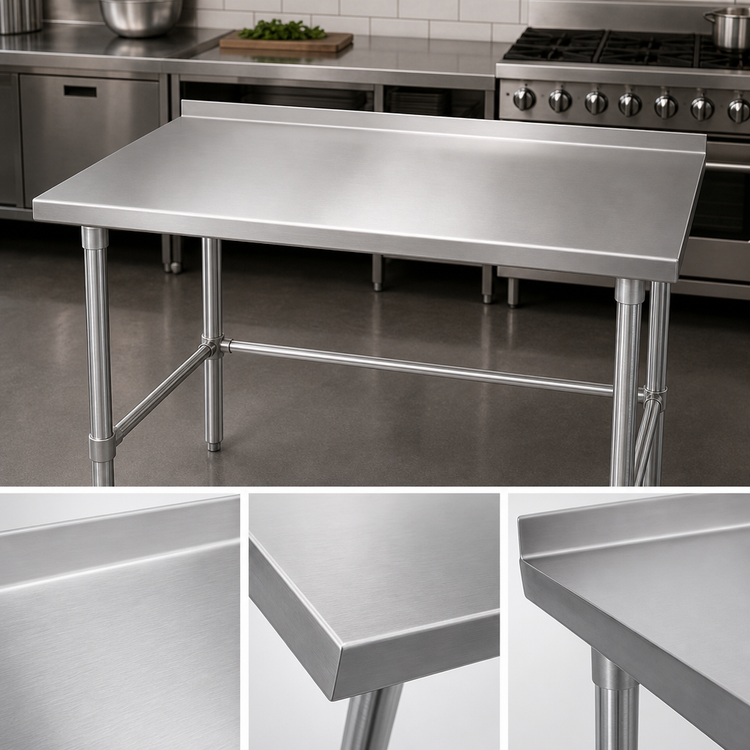 Product image #3 for John Boos Stallion 48-Inch W x 36-Inch D 16-Gauge 300-Series Stainless Steel Top Work Table with 1-1/2-Inch Rear Up-Turn