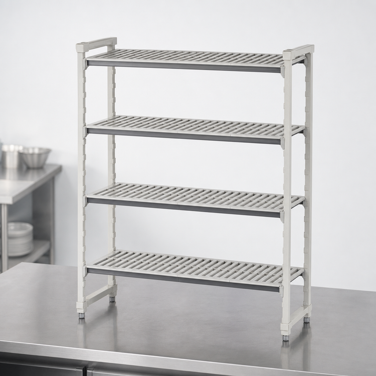 Product image #3 for Cambro Camshelving Elements XTRA 18 x 42 Inch Universal Vented Shelf Kit, 5-Shelf, Speckled Gray