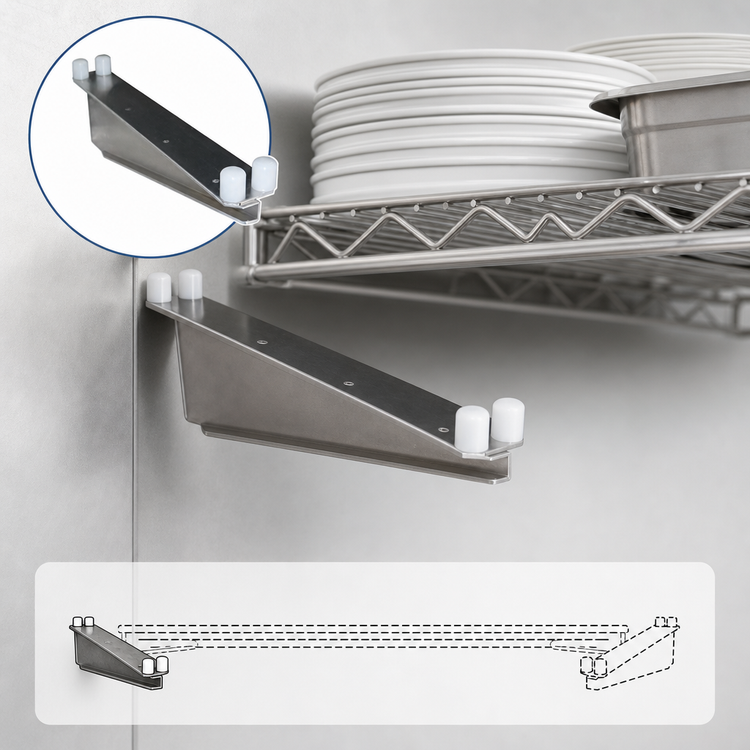 Product image #3 for Eagle Group Heavy-Duty Left-Hand Single-Knob Shelf C-Bracket, 24-Inch, Stainless Steel