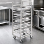 Thumbnail image #3 for Channel Manufacturing 440S6 Single-Section Stainless Steel Cafeteria Tray Rack, End Load, 18 Trays, 14" x 18" Trays, 6" Spacing, 5" Casters