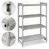 Thumbnail image #4 for Cambro Camshelving Premium Stationary Starter Unit, 18 x 42 x 72 Inches, 4-Tier 3 Vented + 1 Solid Polymer Shelving, Speckled Gray