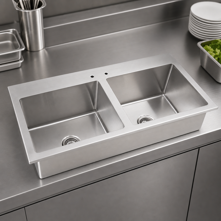 Product image #3 for John Boos Pro-Bowl 2-Compartment Drop-In Hand Sink, Stainless Steel, 45-1/4 x 21 x 12 Inches