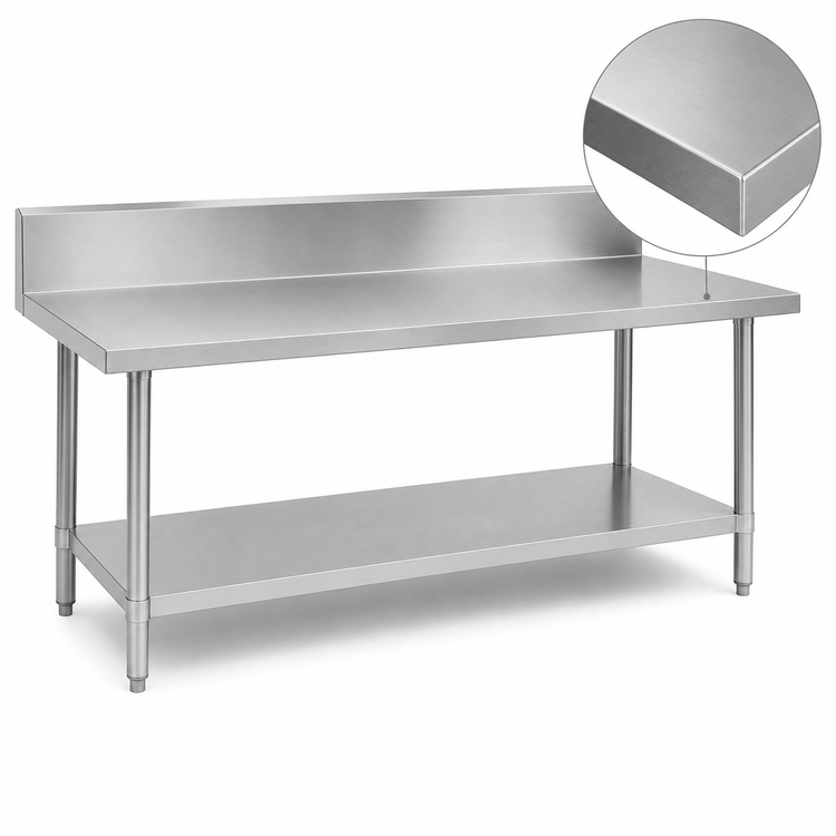 Product image #3 for Duke 108-Inch x 24-Inch Stainless Steel Underbar Work Table with 10-Inch Riser and Galvanized Undershelf
