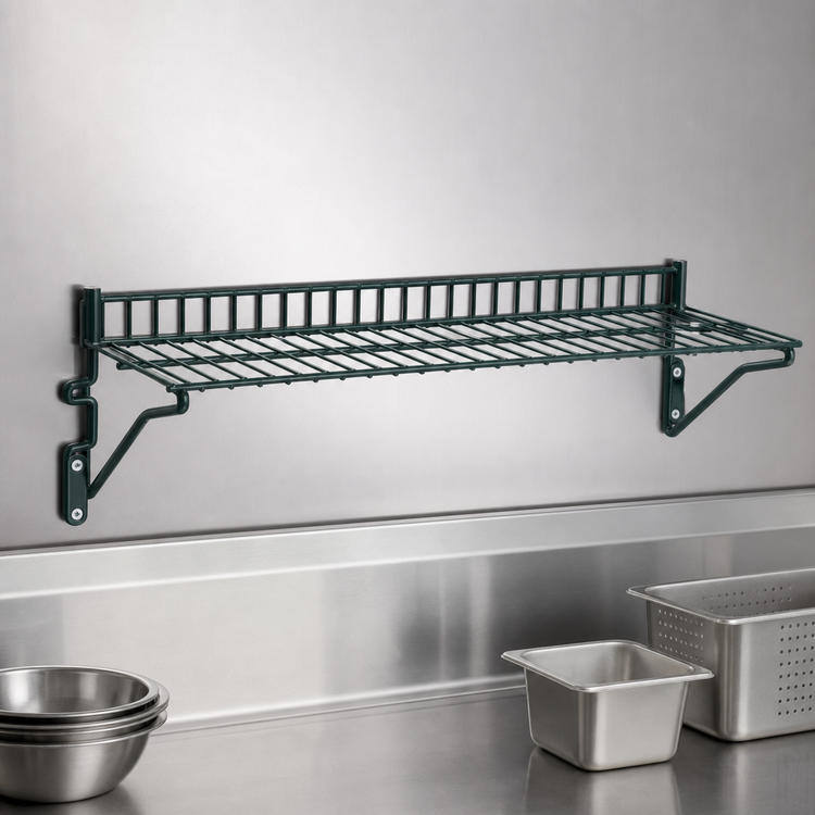 Product image #3 for Eagle Group Snap-n-Slide Wall-Mounted Wire Shelf, 48 x 12 Inch, Valu-Gard Green Epoxy Finish