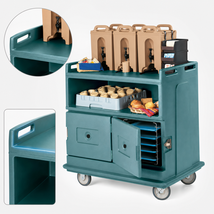 Product image #4 for Cambro Recessed-Top Beverage Service Cart with 2 Insulated Compartments, Slate Blue