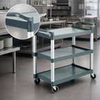 Thumbnail image #3 for Crestware RTROLLEY 3-Tier Poly Bus Cart, Gray, 265 lb Capacity