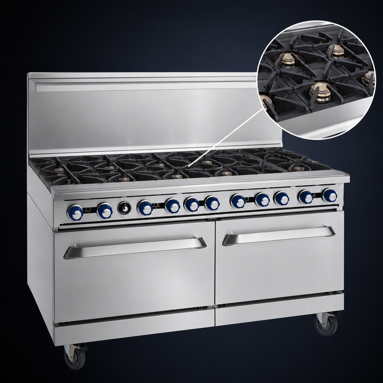 Product image #3 for Imperial Pro Series 60-Inch Gas Restaurant Range with 10 Burners and 2 Standard Ovens