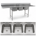 Thumbnail image #3 for Eagle Group 412 Series Three-Compartment Sink with Left and Right Drainboards, 102-Inch Wide, 430 Stainless Steel