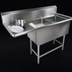 Thumbnail image #3 for John Boos Pro-Bowl 2-Compartment Stainless Steel Sink with 24-Inch Left Drainboard, 60-3/16