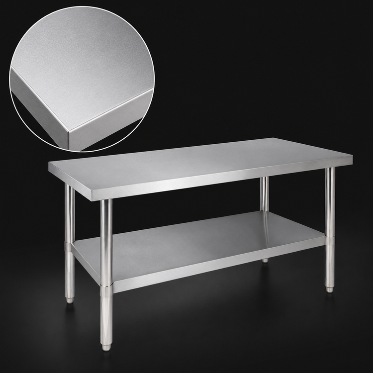 Product image #3 for 84-Inch x 24-Inch Stainless Steel Work Table with Undershelf and Adjustable Bullet Feet