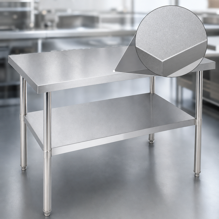 Product image #3 for Klinger's Trading 60" x 24" 16-Gauge 430 Stainless Steel Flat Top Work Table with Undershelf