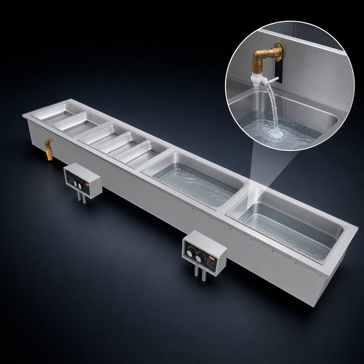 Product image #3 for Hatco HWBI-S3DA Drop-In Modular/Ganged Slim Heated Well, 3 Full-Size Pan Capacity, With Drain and Auto-Fill