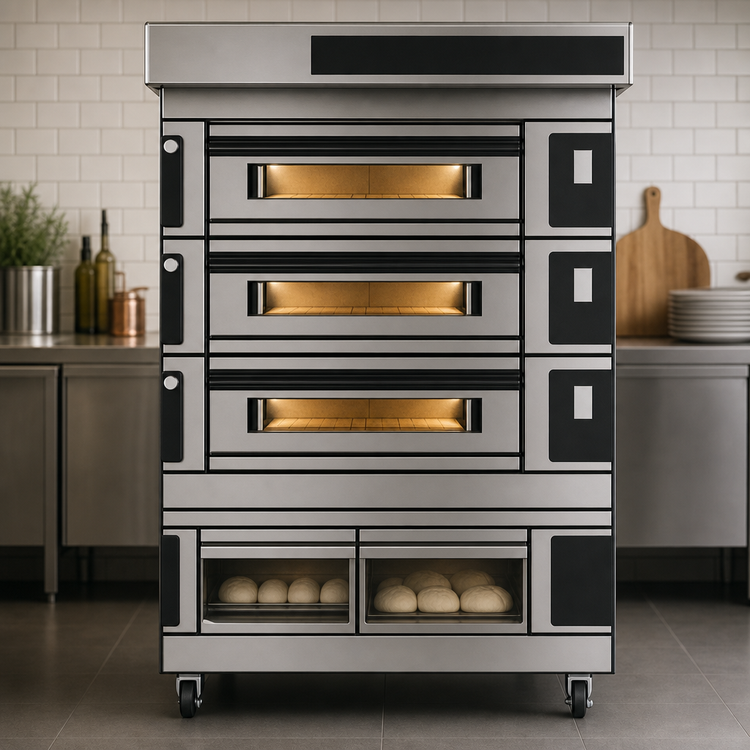 Product image #3 for Moretti Forni S125E Series 3-Deck Electric Pizza Deck Oven with Prover
