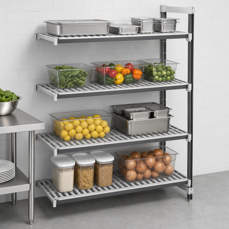 Product image #3 for Camshelving Elements XTRA 18 x 42 x 64 Stationary Add-On Shelving Unit, 4-Shelf Vented, Speckled Gray