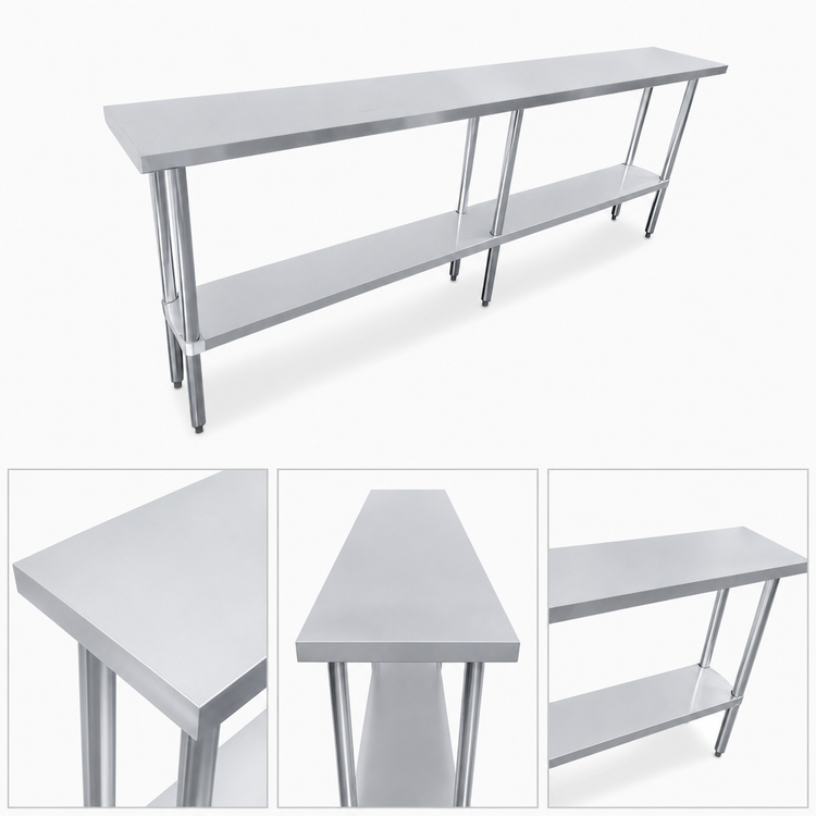 Product image #3 for Sapphire 84-Inch x 24-Inch Stainless Steel Flat Top Worktable with Galvanized Legs and Undershelf