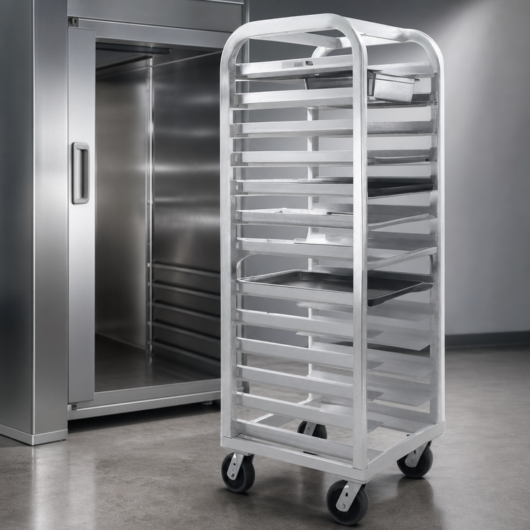 Product image #3 for Eagle Lifetime Series Heavy-Duty Stepped-Angle Roll-In Refrigerator Rack, 25 x 26 x 64 Inch, 3-Inch Slide Centers