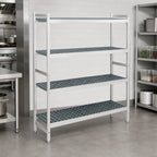 Thumbnail image #3 for Fermod Fermostock 4R59B83 4-Tier Stationary Starter Polymer Shelving Unit, 59"W x 18"D x 83"H, Anodized Aluminum