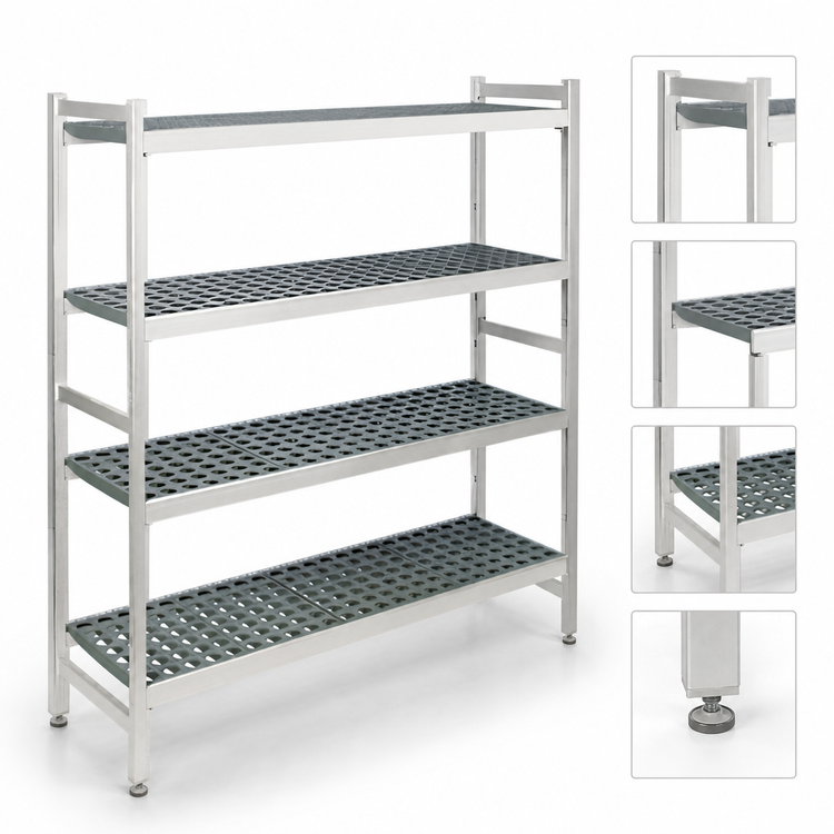 Product image #3 for Fermostock 4-Tier Stationary Starter Shelving Unit, 52" W x 18" D x 66" H, Gray