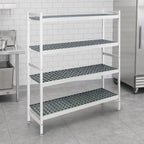 Thumbnail image #3 for Fermod Fermostock 4R68C71 4-Tier Perforated Starter Shelving Unit, Anodized Aluminum, Removable Polymer Inserts, 68W x 22D x 71H, Gray