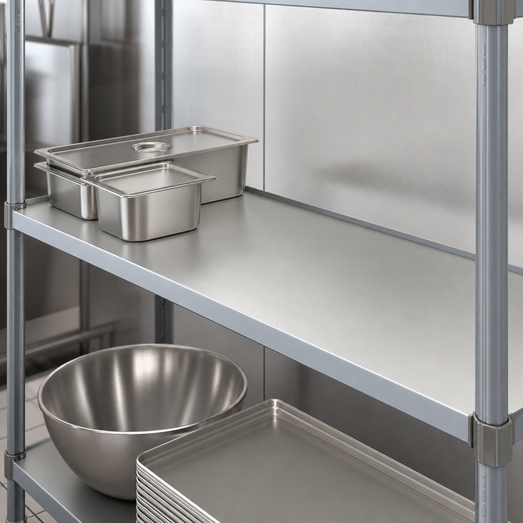 Product image #3 for Eagle Group Valu-Master Solid Shelf, 42 x 14 Inch, Galvanized Steel, Gray Epoxy Finish