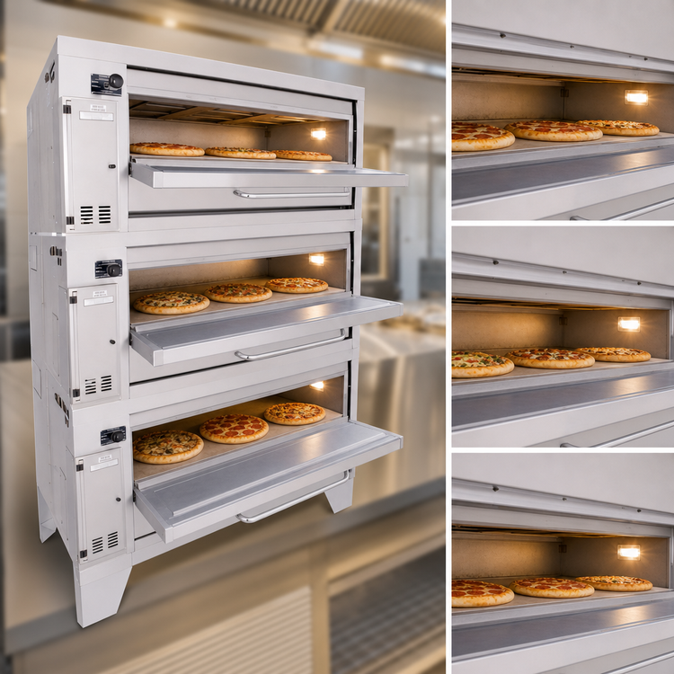 Product image #3 for Bakers Pride Super Deck Series Shallow-Depth Gas Pizza Deck Oven with 3 Chambers and 45 x 24-1/2 Inch Bake Deck