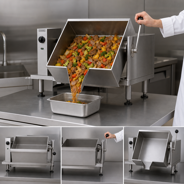 Product image #3 for Legion RES-2418 Countertop Electric Tilting Skillet, Manual Arm Tilt, 13-Gallon Rectangular Pan, 6 kW